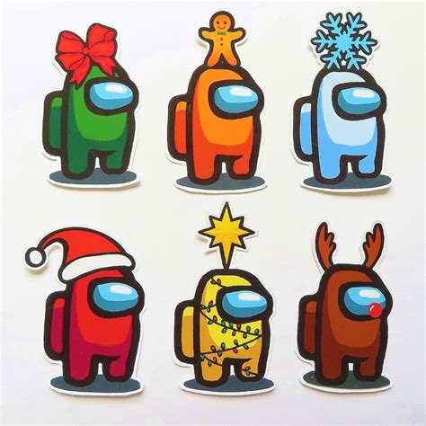 Among Us Christmas Holiday Edition Sticker Pack | Etsy