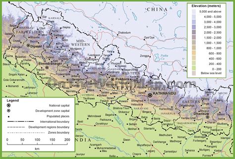 Nepal physical map - Ontheworldmap.com