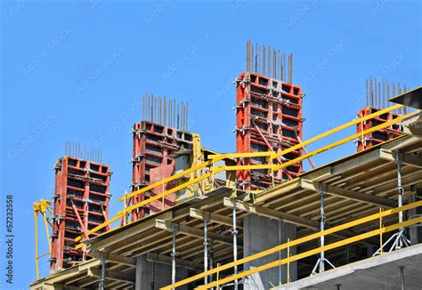 Concrete formwork with a folding mechanism and floor beams Stock Photo | Adobe Stock