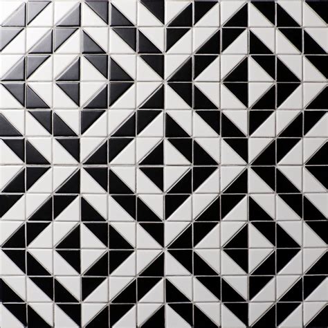 High Quality White Black Triangle Tile Mosaic, Porcelain Kitchen Backplash Tile | Porcelain wall ...