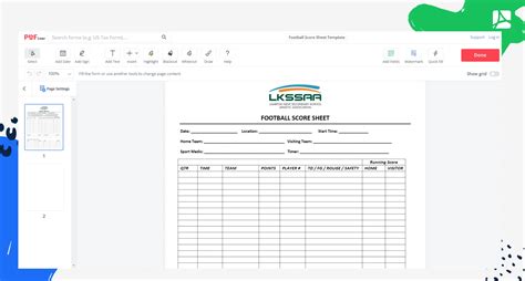 Football Score Sheet Template, sign form online - PDFliner