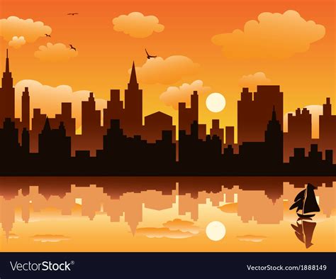 City in sunset Royalty Free Vector Image - VectorStock