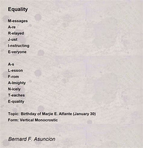 Equality - Equality Poem by Bernard F. Asuncion