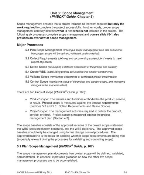 Scope Management Plan - 18+ Examples, Format, How to Create, Pdf