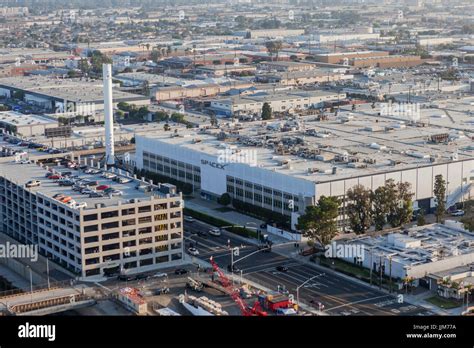 Hawthorne, California, USA - July 10, 2017: Aerial view of the SPACEX ...