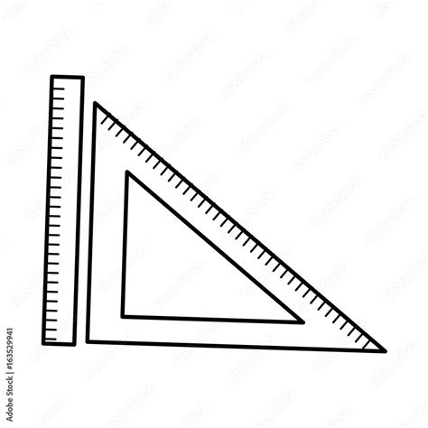 ruler and triangle ruler geometry measuring objects Stock Vector ...