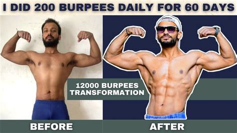 I Did 200 Burpees Daily For 60 Days Challenge | My Honest Review & Body Transformation #burpees ...