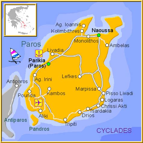 Detailed map of Paros, Greece