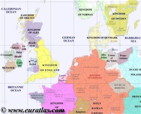 Map of Northwestern Europe in Year 1000