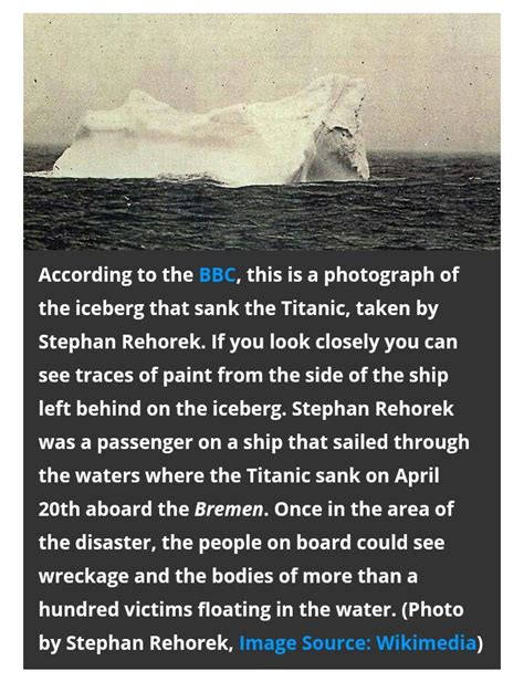 ICEBERG THE TITANIC HIT, YOU CAN SEE THE SHIPS PAINT ON THE ICEBERG ...