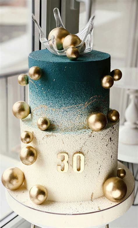 Ombe Teal 30th Birthday Cake: Stunning Tiered Design