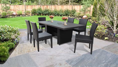 Barbados Rectangular Outdoor Patio Dining Table with 6 Armless Chairs