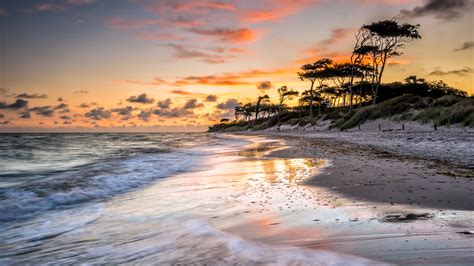 Download Sand Horizon Sunset Nature Ocean Beach 4k Ultra HD Wallpaper