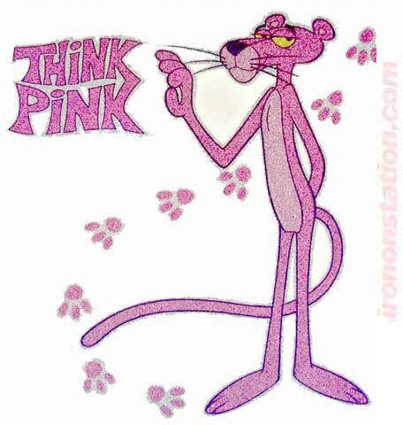 Cartoon Pink Panther "Think Pink" Vintage 70s Iron On tee shirt transf ...