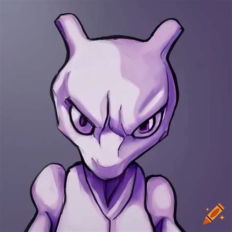 Pencil sketch of mewtwo with shading on Craiyon