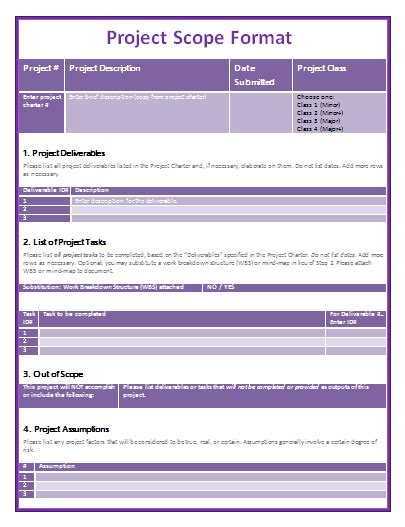 Project Scope Templates | 2+ Free Printable Word, Excel & PDF Formats ...