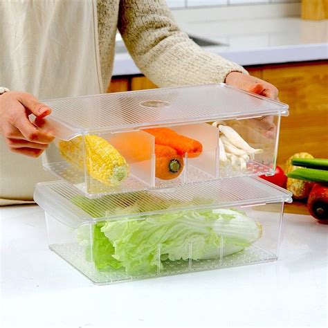 2 Pieces Kitchen Storage Boxes With Lid Transparent Vegetable Boxes | Kitchen storage boxes ...