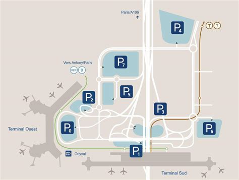 Orly airport parking map - Map of Orly airport parking (France)