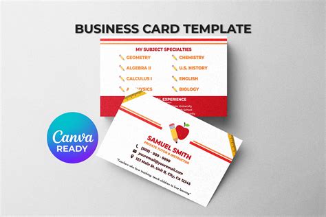 Business Card Template for Teachers and Private Tutors DIY Business ...