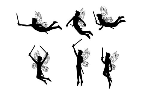 cute fairy boy silhouette illustration