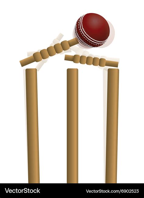 Cricket ball hitting a wicket Royalty Free Vector Image