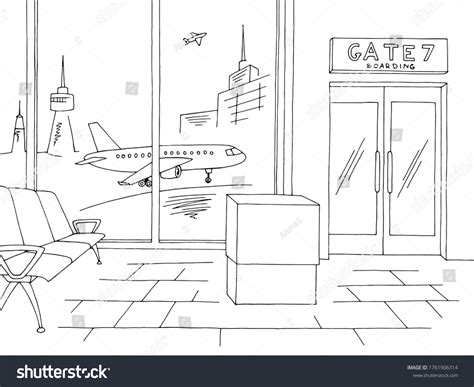 Airport Interior Boarding Gate Graphic Black Stock Vector (Royalty Free ...