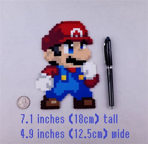 Mario Perler Bead Art Pixel Art Mario Bead Sprite 8 Bit - Etsy