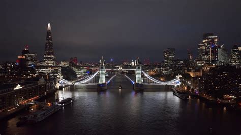 Nighttime Aerial View: Tower Bridge In London Stock Footage SBV ...