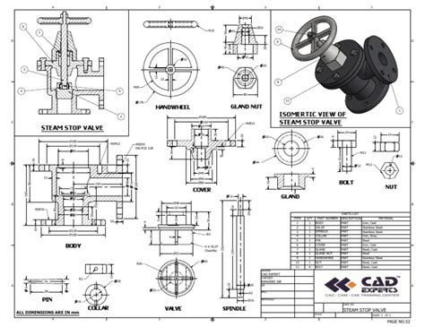 Isomertic View Of Steam Stop Valve Steam Stop Valve: Handwheel Gland ...