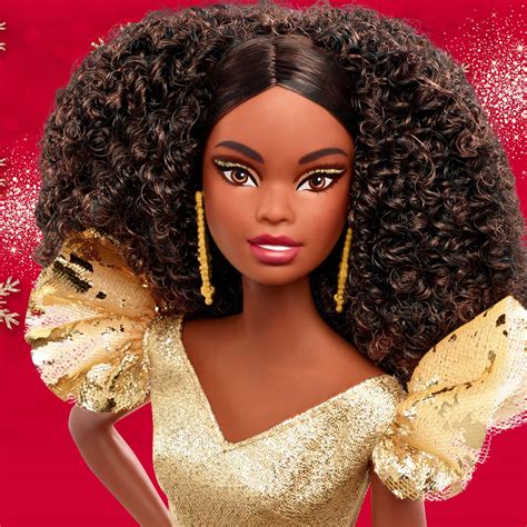 Best Buy: Barbie 2020 Holiday BARBIE™ Doll Brunette Curly gold GHT55