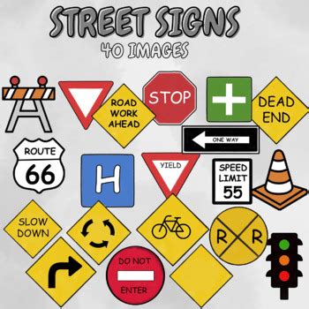 Road Safety Sign - Street Sign Clip Art Set by DIGITAL NEVERLAND