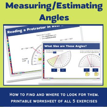 Measuring and Estimating Angles Review with worksheet | TPT