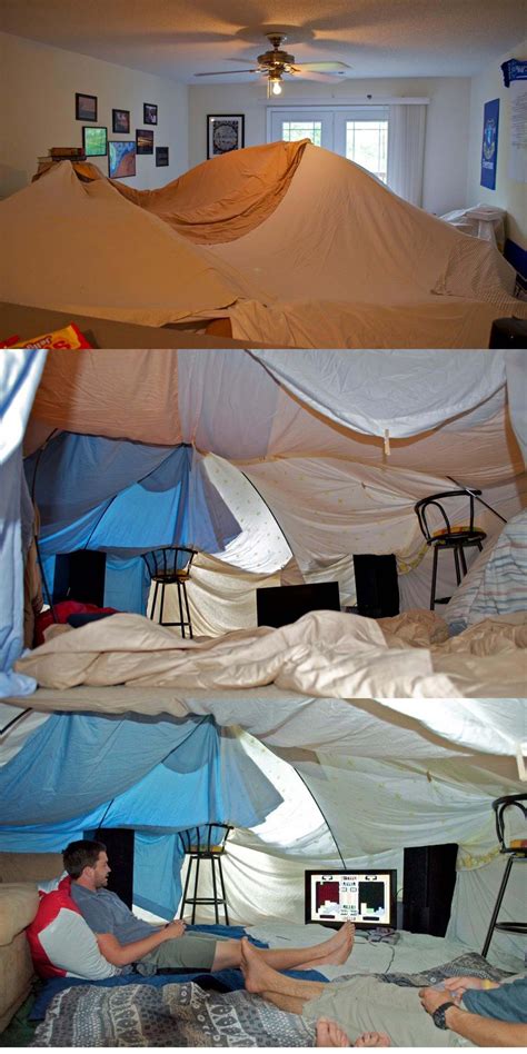 Blanket fort, Sleepover activities, Living room fort