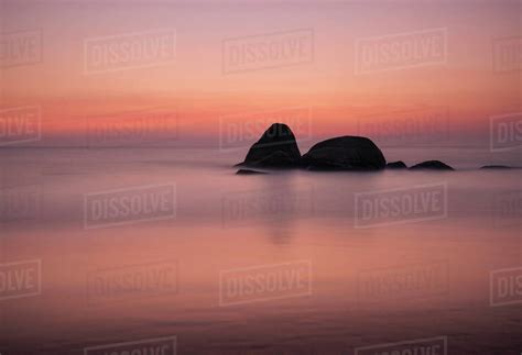 Rock formations, Agonda beach at sunset, Goa, India - Stock Photo ...