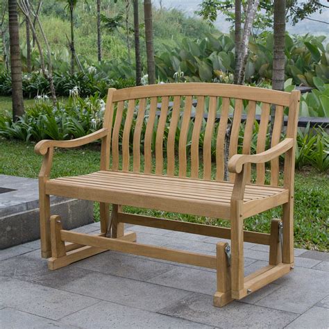 Vermont Solid Teak Wood Outdoor Glider Bench – Cambridge Casual