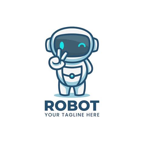 Premium Vector | Cute cartoon blue robot mascot logo