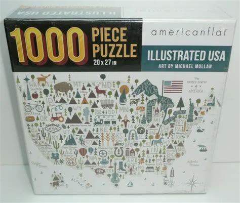 ILLUSTRATED USA JIGSAW Puzzle 1000 Pieces Art Map of the United States America $20.97 - PicClick