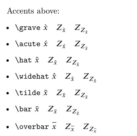 symbols - Math mode accents - TeX - LaTeX Stack Exchange