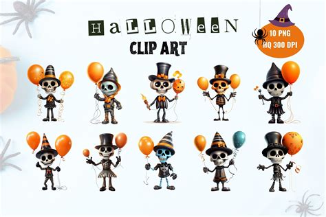 Cute Skeleton Halloween Clipart Graphic by LaxmiOwl · Creative Fabrica