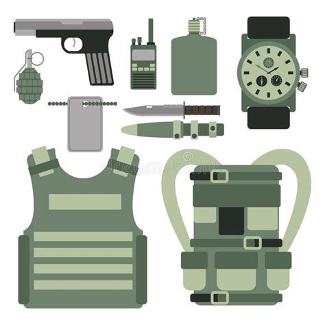 Military Weapon Guns Symbols Armor Set Forces Design and American Fighter Ammunition Navy ...