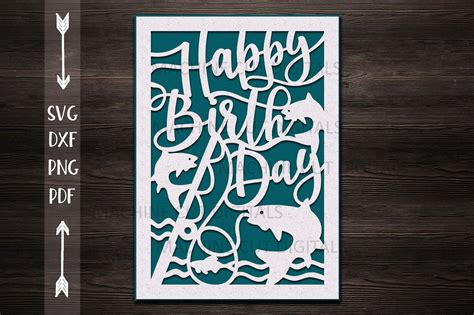 Happy Birthday card papercut svg laser cut cricut template (857175 ...