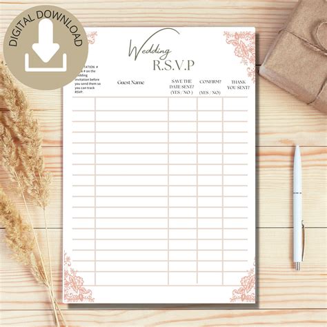 Printable Guest List Planner Editable Guestrsvp Template - Etsy in 2022 ...