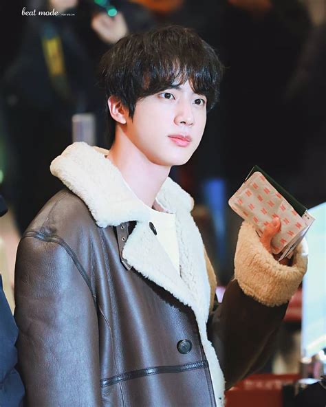 BTS Jin's Latest Airport Fashion Reminded Everyone Of His BT21 Son RJ - Koreaboo