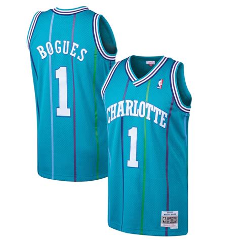 Men's Charlotte Hornets Muggsy Bogues Mitchell & Ness Teal 1992-93 ...