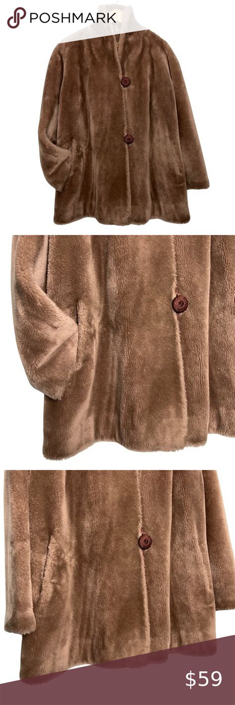 Vintage Faux Fur Coat Grollman's Easton PA Organa Orlon Fabric Silk Cord Buttons | Vintage faux ...