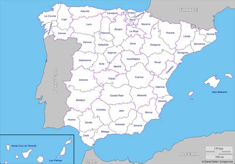 Spain : free map, free blank map, free outline map, free base map : boundaries, provinces, names ...