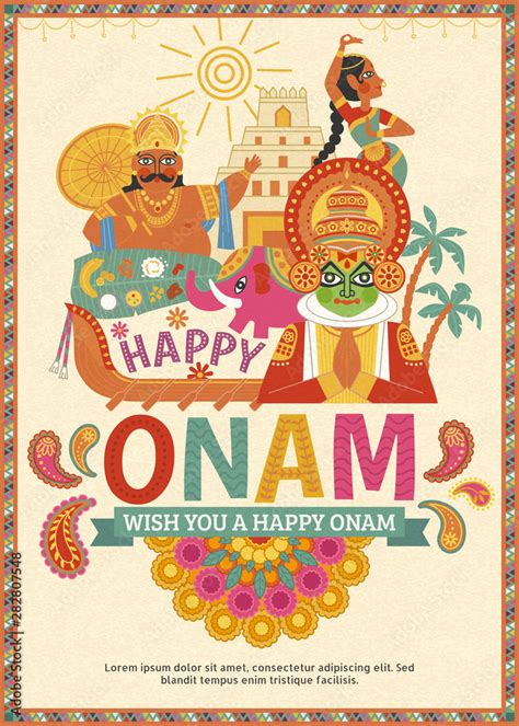 Happy Onam poster design vector de Stock | Adobe Stock