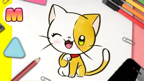 COMO DIBUJAR UN GATO KAWAII - Dibujos kawaii faciles - aprender a ...