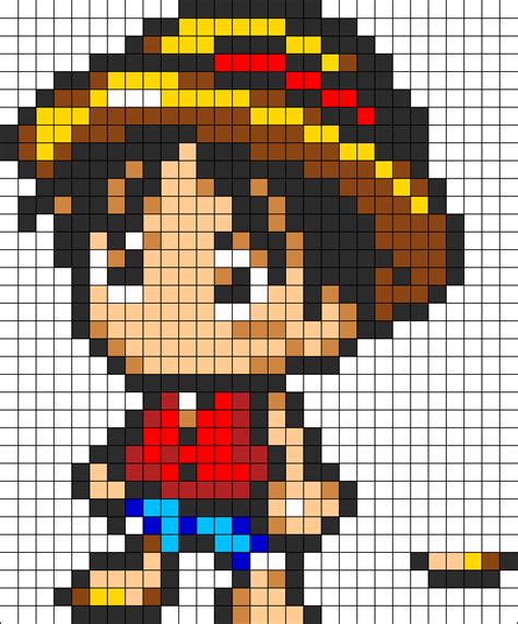 One Piece Cutie Luffy Perler Bead Pattern | Bead Sprites | Characters Fuse Bead Patterns