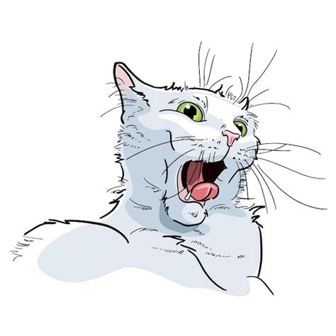 Premium Vector | Drawing of a yawning white cat